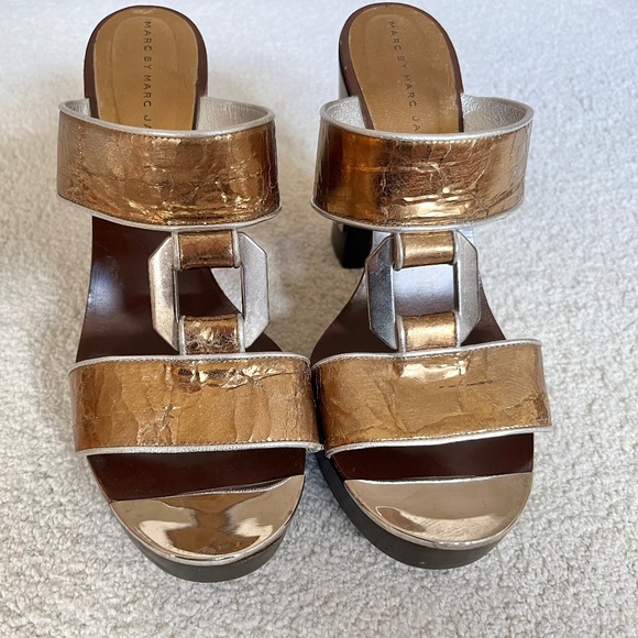 Marc by Marc Jacobs Metallic Slide Mule Platform Sandal - Size 7 - Picture 2 of 7